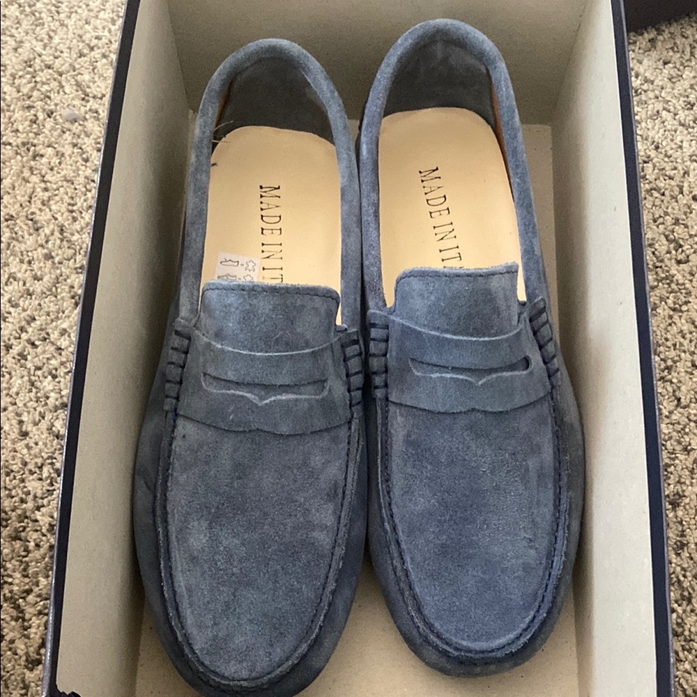 Blue Suede Slip-On Loafers NEW IN BOX